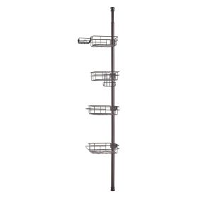 Shower Corner Caddy Tension Pole, 42" to 114" High, Multi-Functional Shower Tension Pole with Strong Load-Bearing Tray